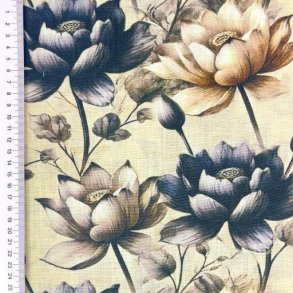 Viscose linen Digital print, Blomster